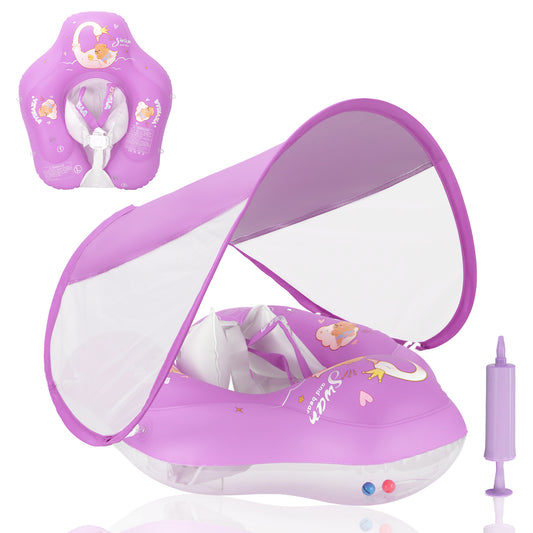 Bouche gonflable pour bébé WYRIAZA Premium - Bleu océan (avec pare-soleil anti-UV UPF 50+)