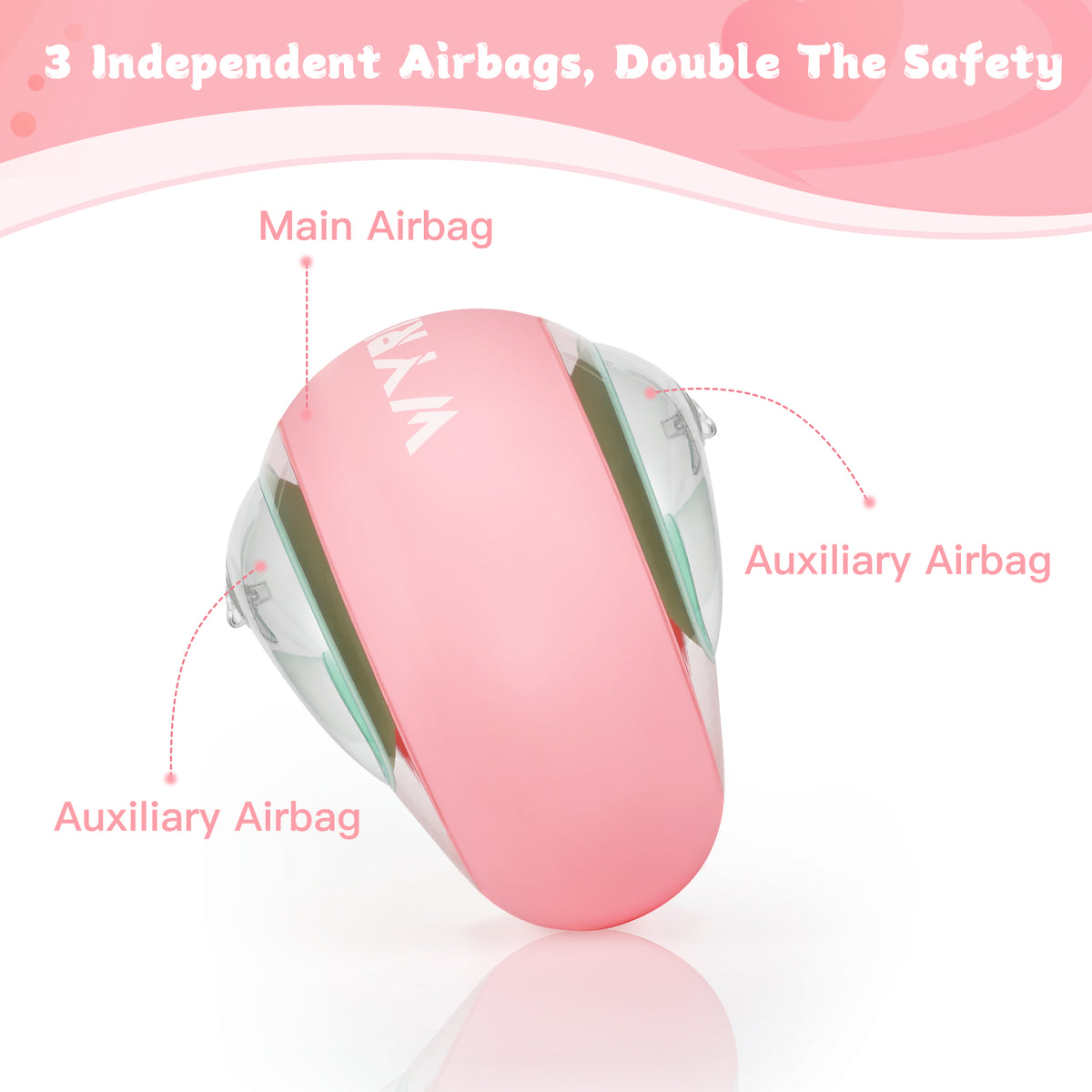 WYRIAZA Toddler Arm Floaties Pink (1-6 years),  Swimming Floaties for Kids with 3 Airbags Fits 13-44 lbs
