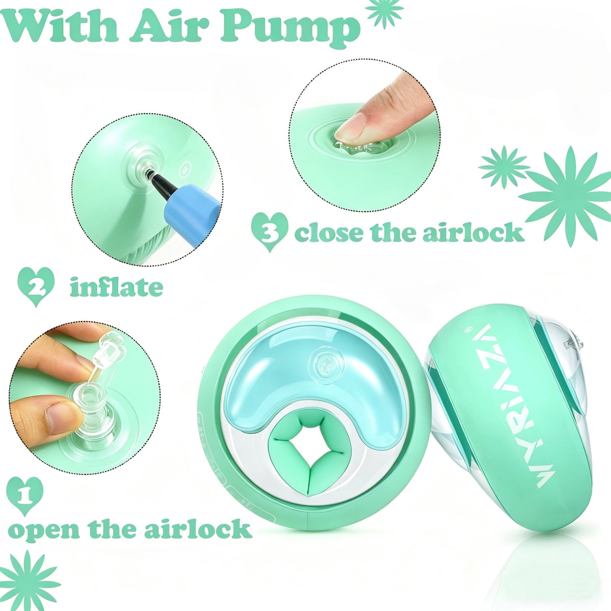 WYRIAZA Brassards de Natation pour Enfants (1-6 Ans) – 3 Airbags Indépendants Flotteurs de Piscine Gonflables pour Tout-petits 5-20kg, Anneaux de Natation Doux Antidérapants (Vert)