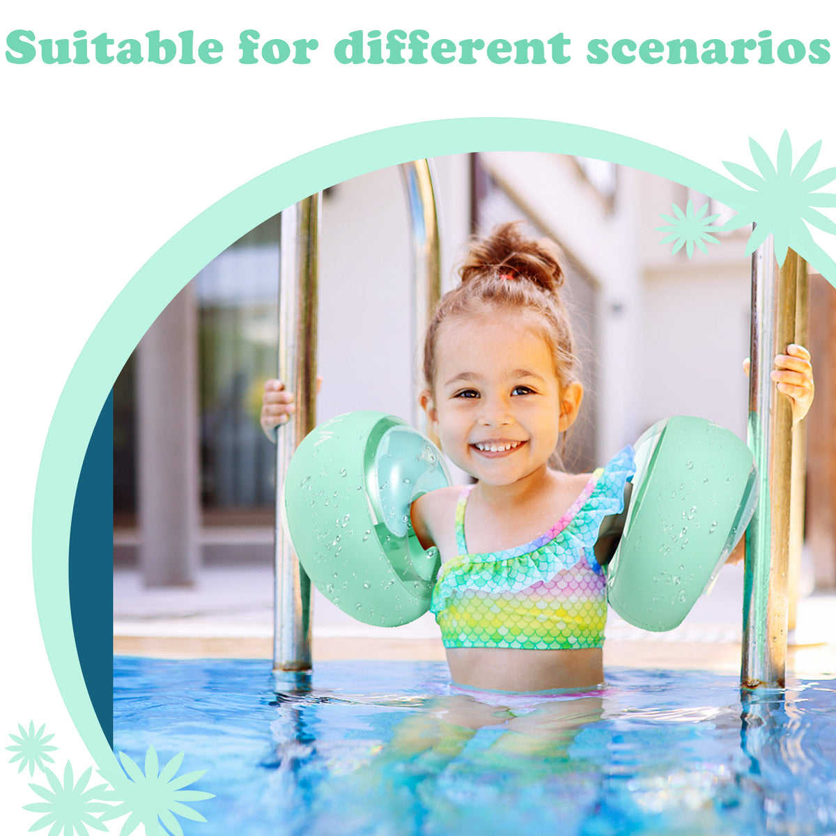 WYRIAZA Brassards de Natation pour Enfants (1-6 Ans) – 3 Airbags Indépendants Flotteurs de Piscine Gonflables pour Tout-petits 5-20kg, Anneaux de Natation Doux Antidérapants (Vert)