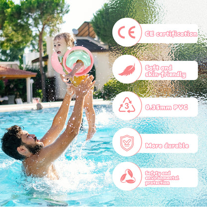 WYRIAZA Toddler Arm Floaties Pink (1-6 years),  Swimming Floaties for Kids with 3 Airbags Fits 13-44 lbs