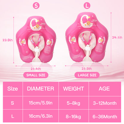 Bouée de natation premium pour bébé WYRIAZA - Magenta clair (avec pare-soleil UPF 50+)