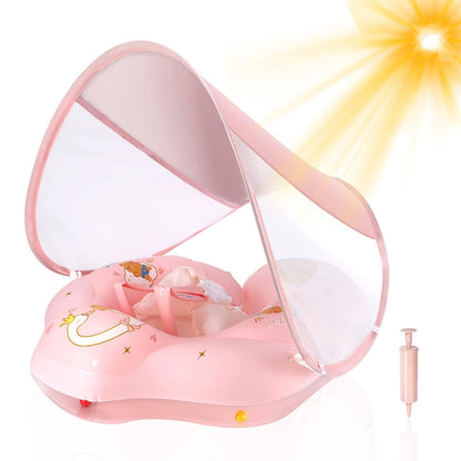 WYRIAZA Bouée Bébé de Luxe - Rose (avec pare-soleil SPF 50+)