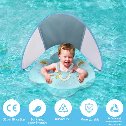 WYRIAZA Premium Baby-Schwimmring – Ozeanblau (mit LSF 50+ Sonnendach)