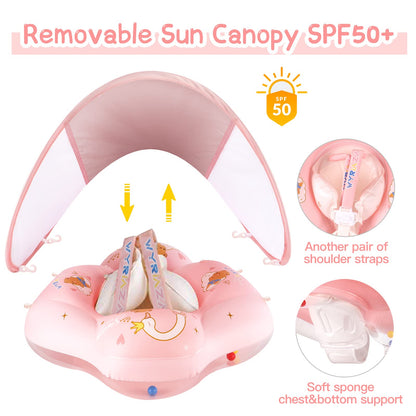 WYRIAZA Bouée Bébé de Luxe - Rose (avec pare-soleil SPF 50+)
